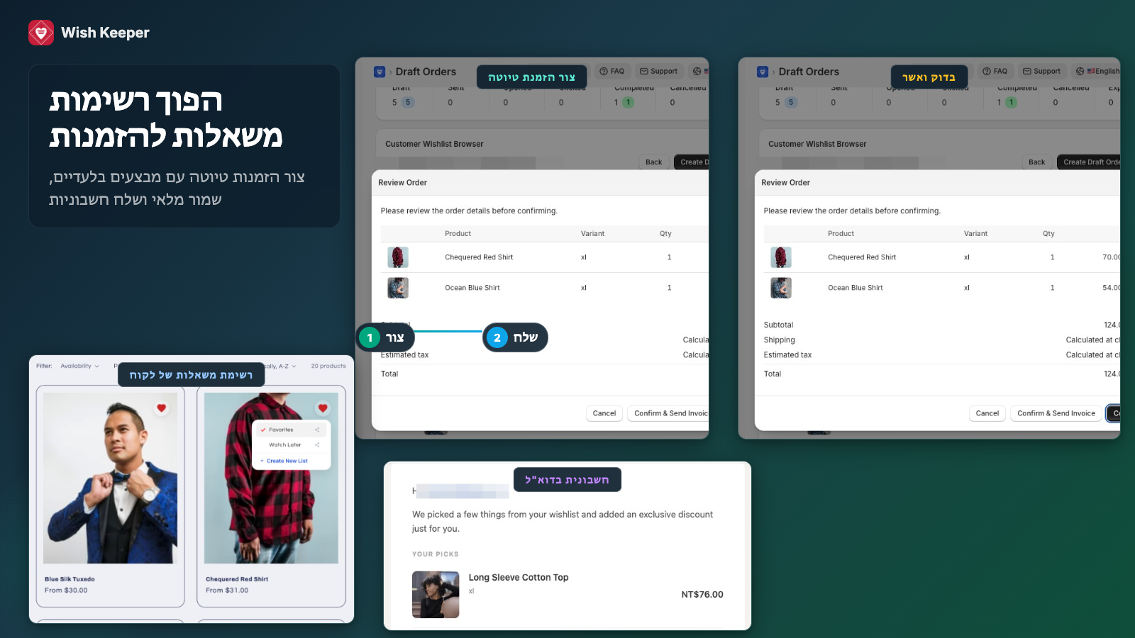 הזמנות טיוטה מרשימות משאלות