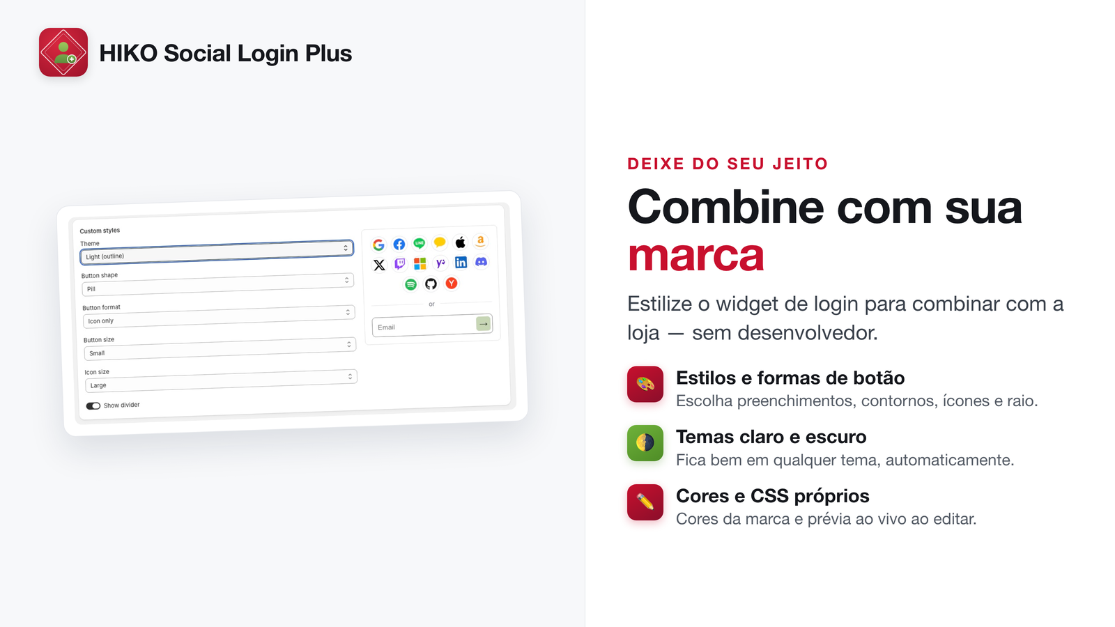 Adapte o widget de login à sua marca