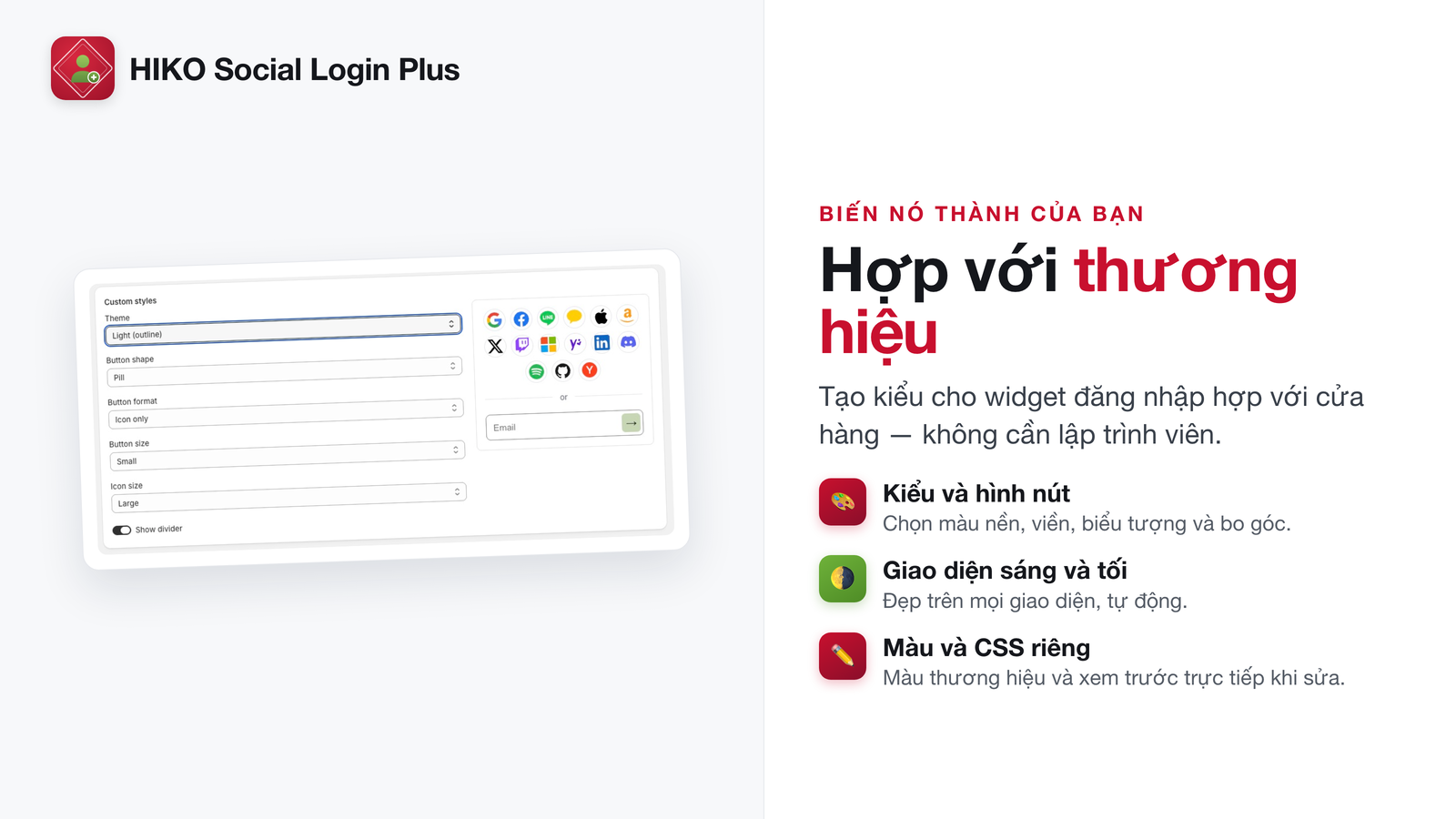 Tùy chỉnh widget đăng nhập cho khớp thương hiệu của bạn